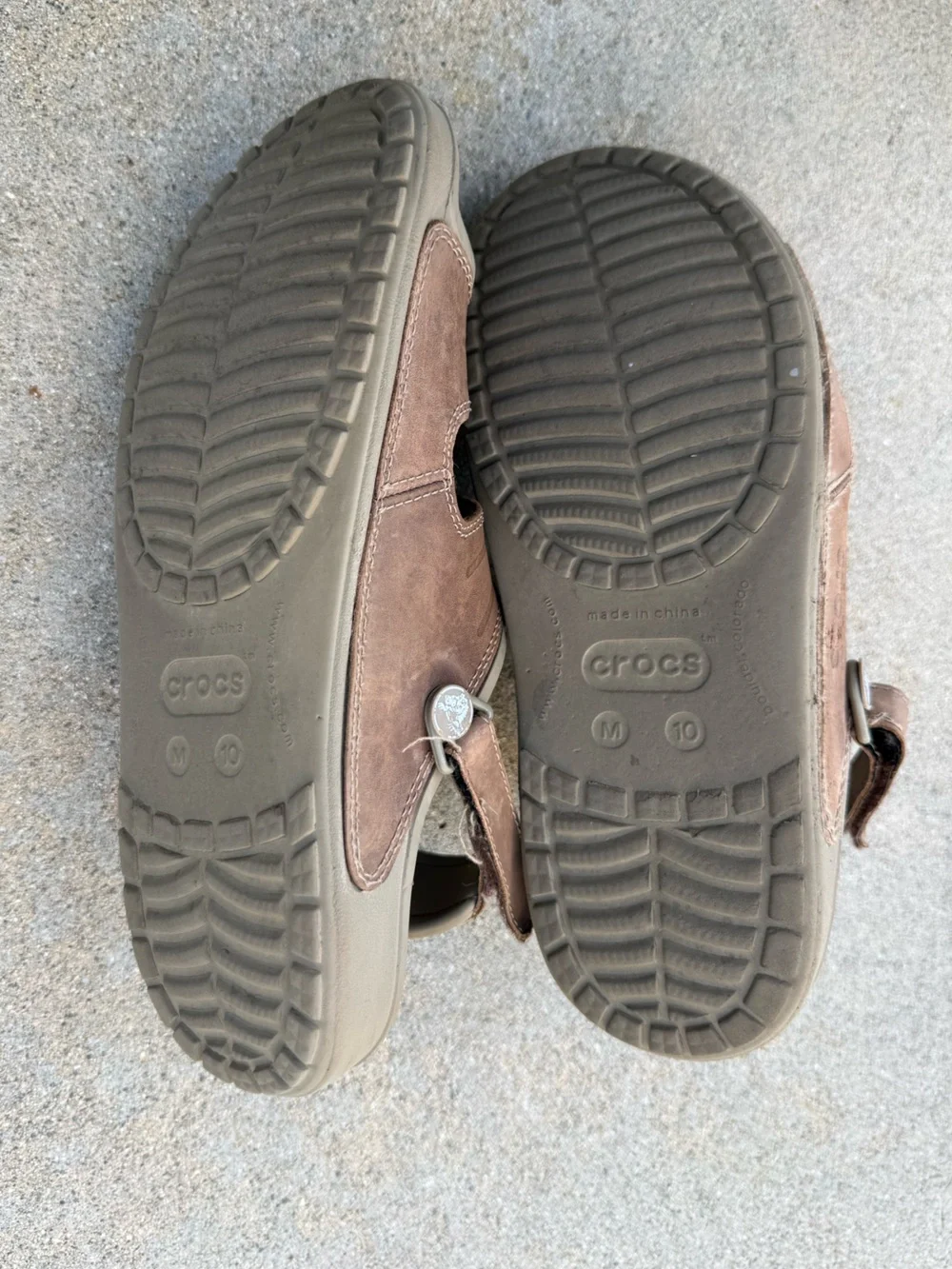 Crocs Yukon 2 Two Strap Brown Leather Sandals Slides Mens Size 10